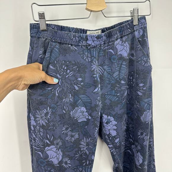 Marine Layer pants women size small blue floral pull on modal casual pockets - Picture 3 of 10